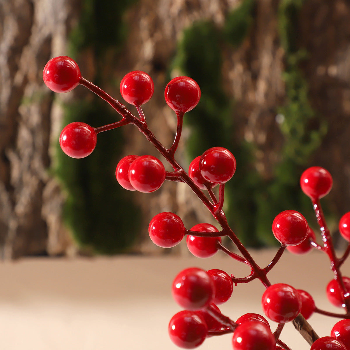 Realistic Red Berry Home Decor for New Year - Festive Faux Holly Berries and Prosperity Fruit Display for Christmas and Winter Celebrations