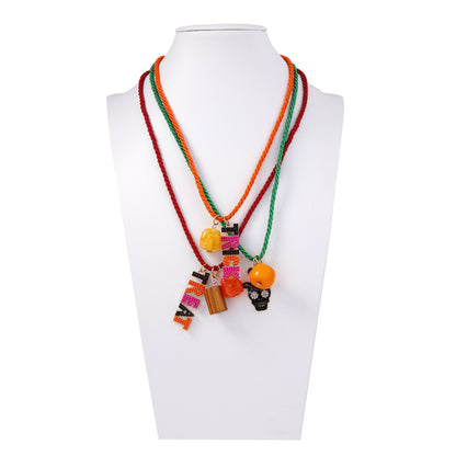 Unique Halloween-Inspired Multi-Layer Alloy Skull Pendant Necklace with Creative Bead Design – Perfect for Spooky Season Fashion