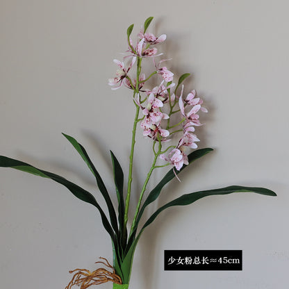 Realistic New 2-Prong Leaf Spider Orchid - Stunning Artificial Phalaenopsis & Epi-Dendrobium Flowers for Hotel & Home Decoration