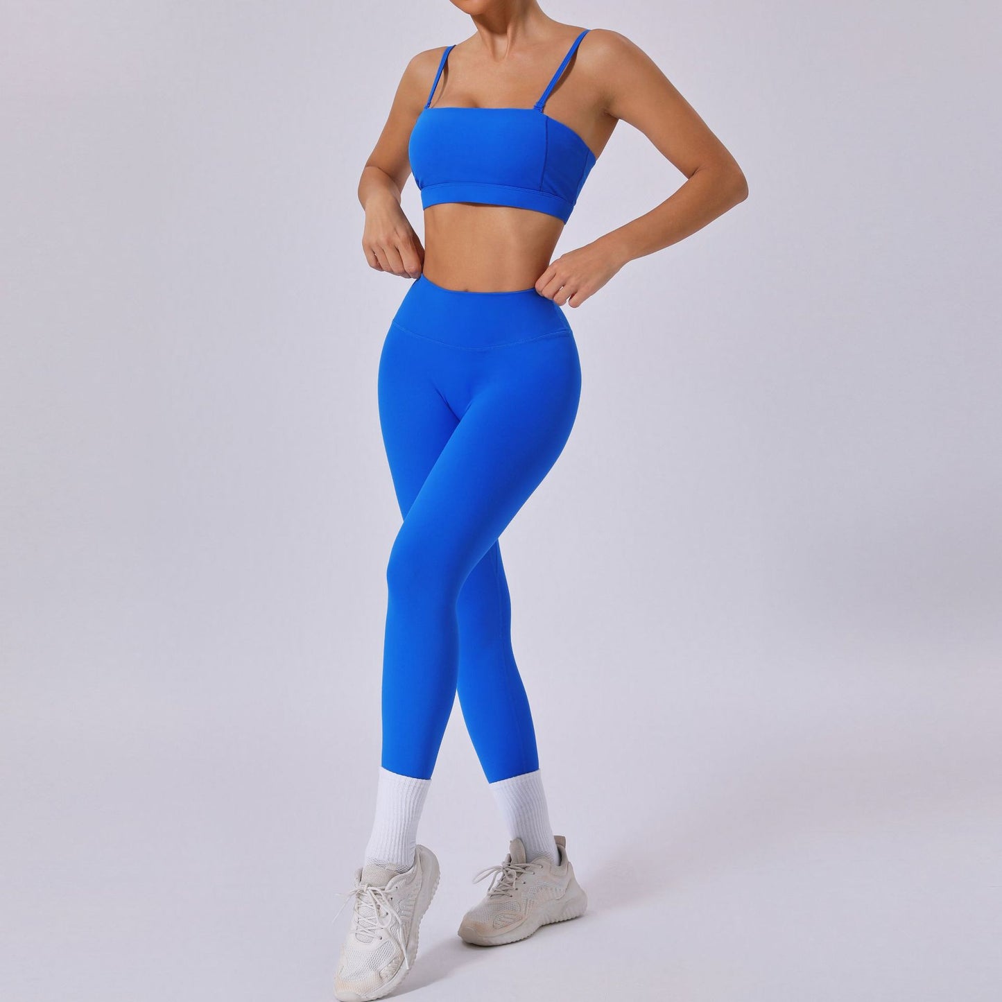 Versatile Detachable Strap Sports Bra and High Waisted Leggings Yoga Set Breathable Quick Dry Workout Outfit for Running and Fitness Enthusiasts