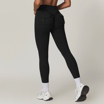 High Waisted Yoga Pants with Pockets Peach Butt Enhancing Fitness Leggings for Comfort and Style Model 8882