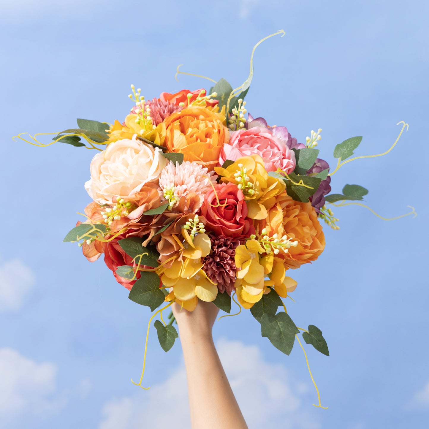 Elegant Faux Peony and Rose Bouquet for Weddings: Stunning Silk Floral Arrangement for Photography, Home Décor, and Charming Guest Gifts