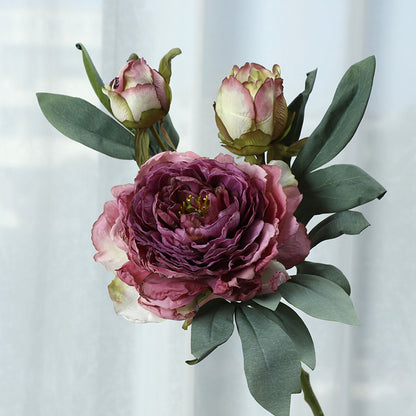 Luxury 28-Layer Baked Edge Peony Flowers - Stunning Faux Floral Home Decor for Living Room and Wedding Celebrations