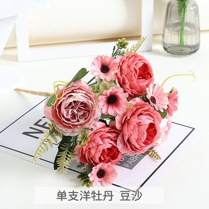 Realistic European-Style Peony and Daisy Silk Flowers for Home Décor – Perfect for Living Room, Weddings, and Photography