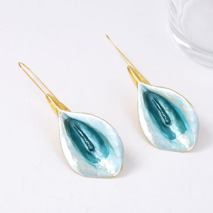 Stylish Long Alloy Drop Oil Floral Earrings - Unique and Creative Design for Effortless Elegance
