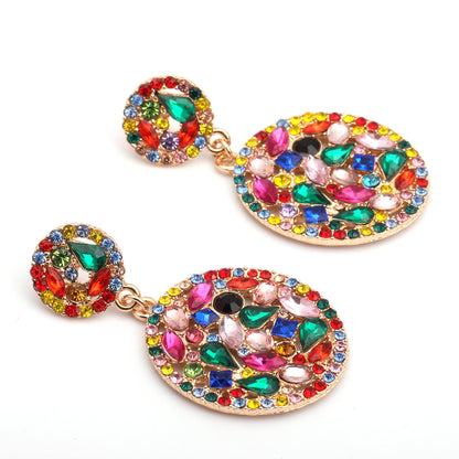 Exaggerated Personality Creative Vintage Geometric Crystal-Studded Alloy Earrings - Unique Statement Jewelry for All Occasions