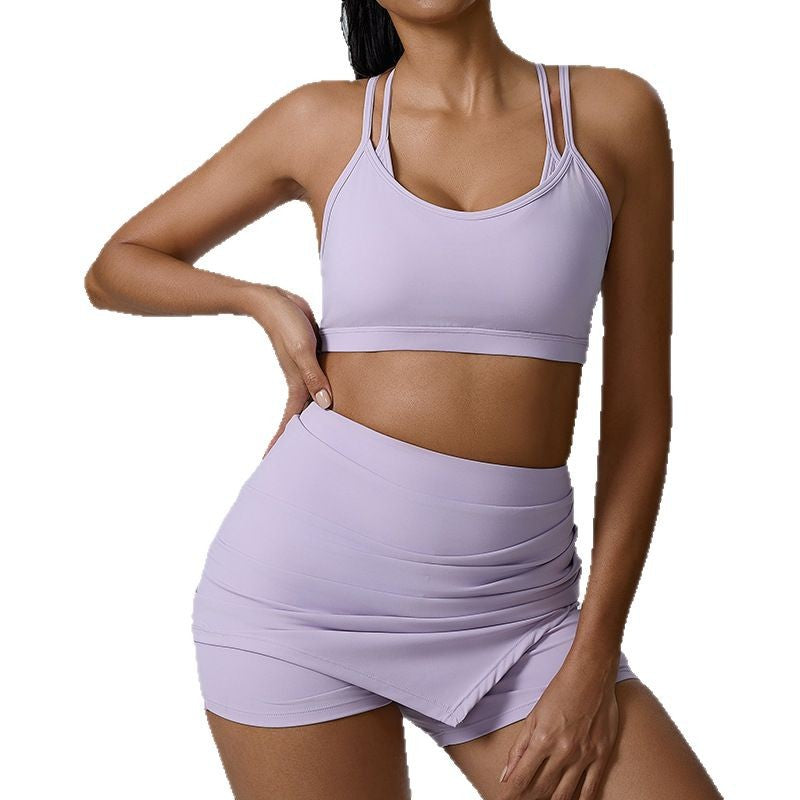 Ultra Comfortable Skin Friendly Sports Bra and Shorts Workout Set with Double Shoulder Straps for Yoga Fitness and Active Lifestyle