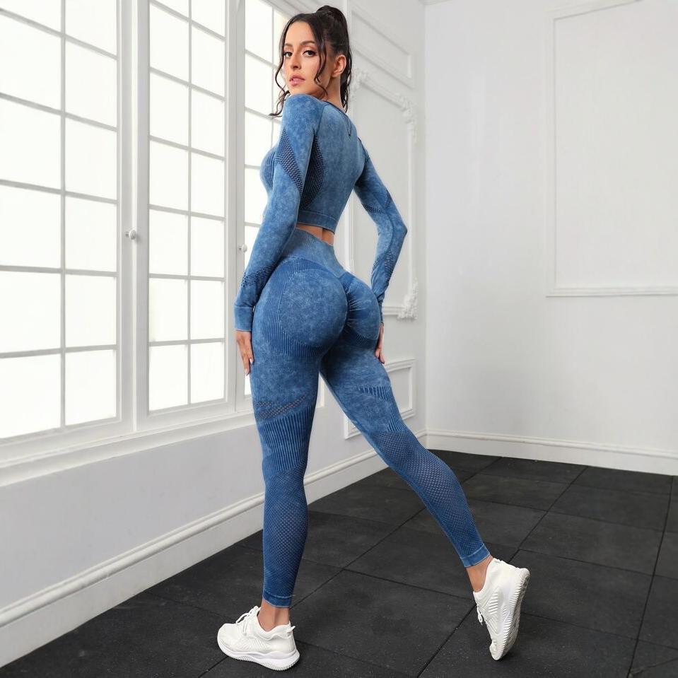 7 Color Washable Casual Yoga Set for Women Long Sleeve Peach Butt High Waisted Leggings and Activewear for Fitness Enthusiasts