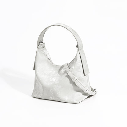 Chic Satin Lunch Box Tote Bag Gradient Design with Genuine Leather Accents for Every Occasion