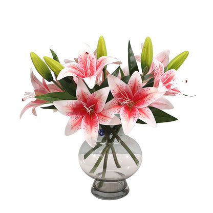 Stunning 2 Flower 1 Bud Artificial Lily Bouquet - Perfect for Wedding Decorations & Home Living Room Styling - Realistic Faux Floral Props for Photography