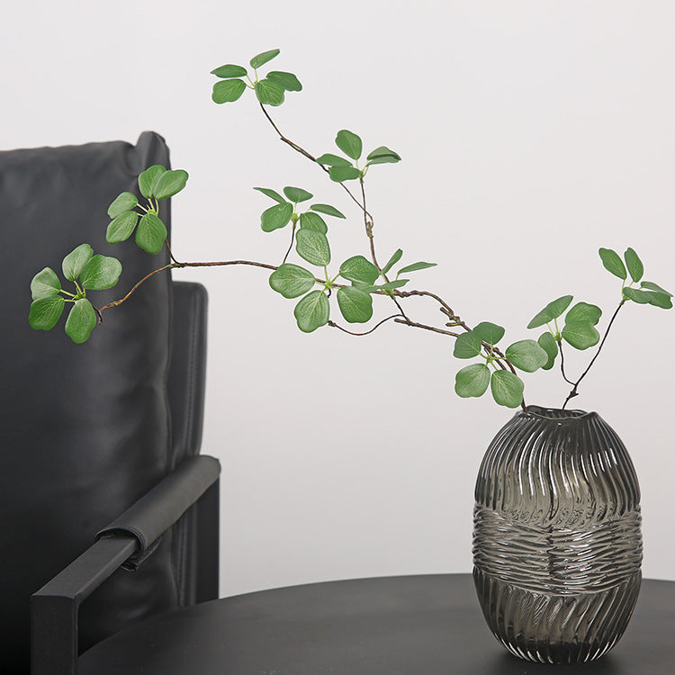 Elegant Minimalist Zen-Inspired Faux Green Plant Branches for Indoor Decor - Perfect for Home Gardening and Aesthetic Arrangements with Realistic Lotus Leaf Appeal