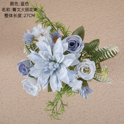 Stunning Artificial Dahlia Bouquet - Perfect Home Decor, Wedding Handheld Floral Arrangement, and Beautiful Faux Rose Wall Flowers - INSMW66793