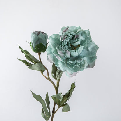 Elegant Faux Peony Branch with Single Bloom and Bud - Perfect for Wedding Decor and Home Accent - INS-Style Realistic Artificial Flowers YC1032