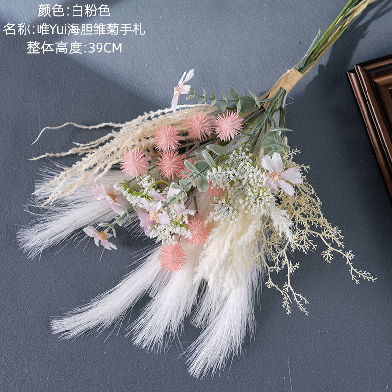 Yui Realistic Sea Urchin Daisy Floral Bouquet - Stunning Decorative Wall Art and Handheld Flower Arrangement (Model CF01327)