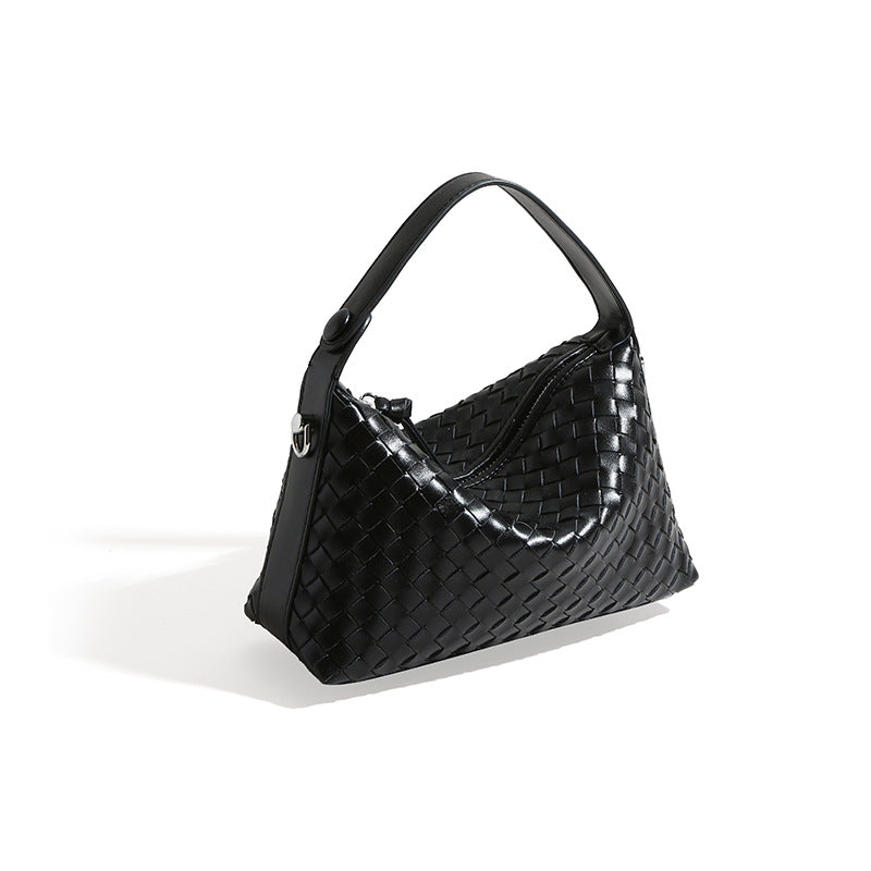 Genuine Leather Women s Bag Minimalist Commute Ready Shoulder and Crossbody Dumpling Bag with Large Capacity Woven Design