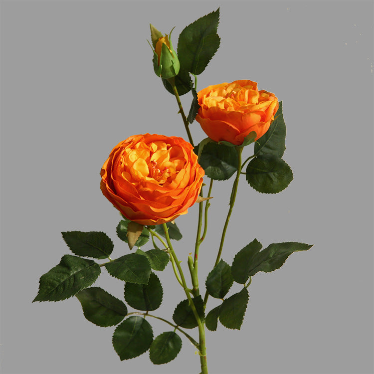 Realistic Artificial Flowers - Romantic and Minimalist Home Decor for Living Rooms and Dining Tables - 3-Head Soft Touch Happy Roses for Photography Props