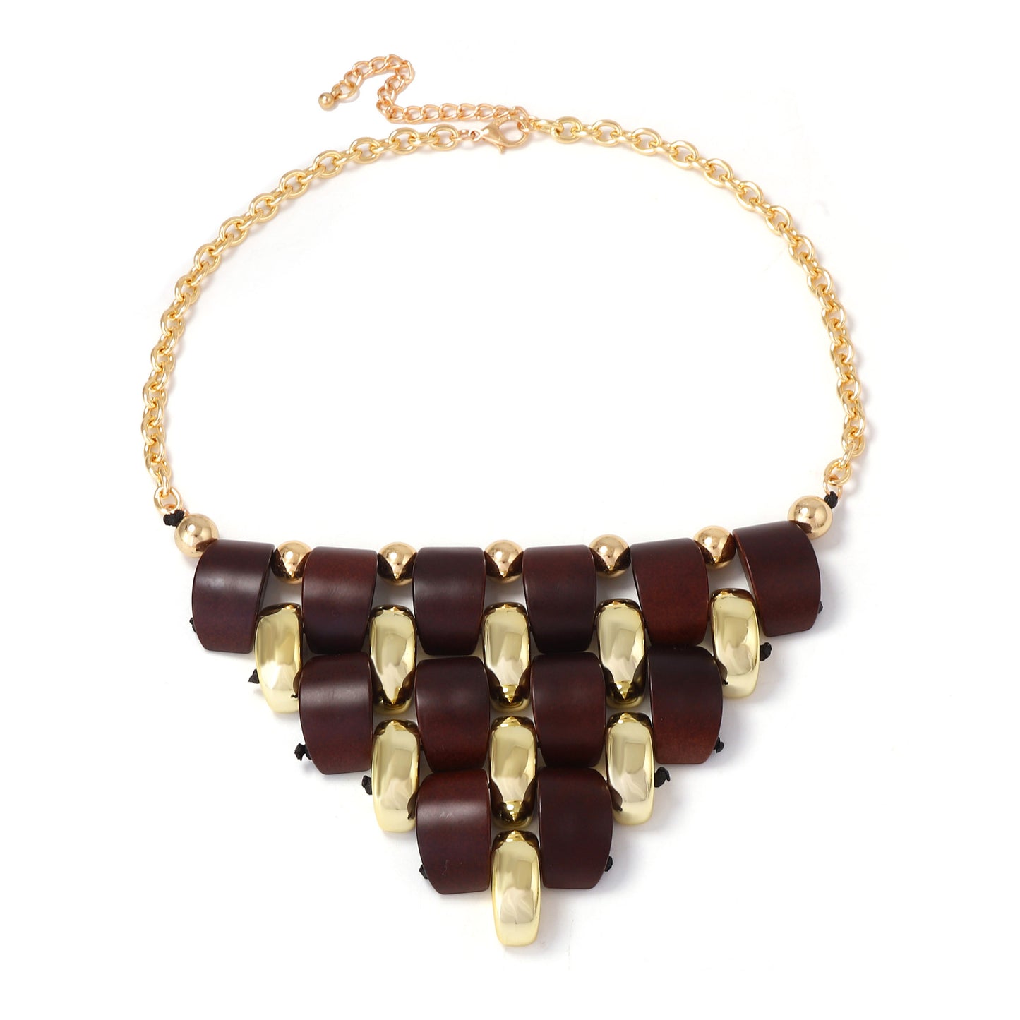 Unique Geometric 3D Wooden CCB Interlocking Triangle Pendant Necklace and Bracelet Set – Stylish, Handmade Jewelry for a Modern Look