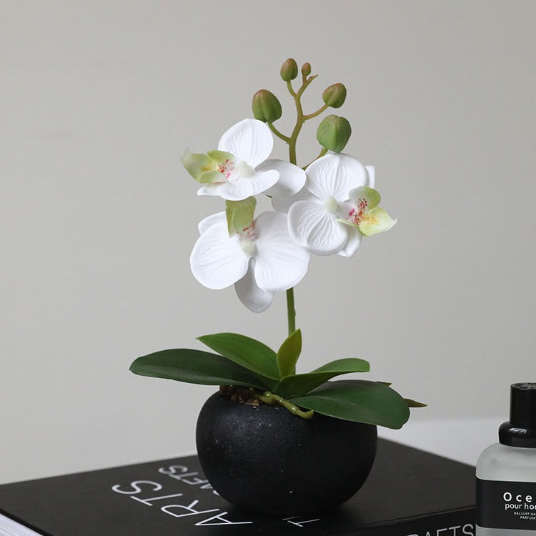 Realistic Touch Faux Orchid Potted Plant – Elegant Magnolia Simulation Flower Arrangement for Home, Office, Dining Room, and Living Room Décor