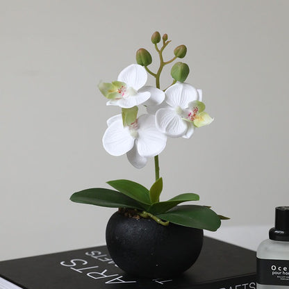 Realistic Touch Faux Orchid Potted Plant – Elegant Magnolia Simulation Flower Arrangement for Home, Office, Dining Room, and Living Room Décor