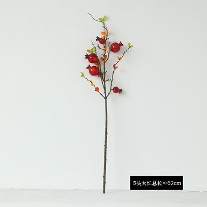 Realistic Artificial Pomegranate Branch - Stunning Home Decor for Living Room, Photography Props, and Year-Round Floral Arrangement