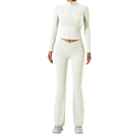 Soft Brushed Yoga Jacket and High Waisted Leggings Set Sculpting Fitness Outfit for Comfort and Style