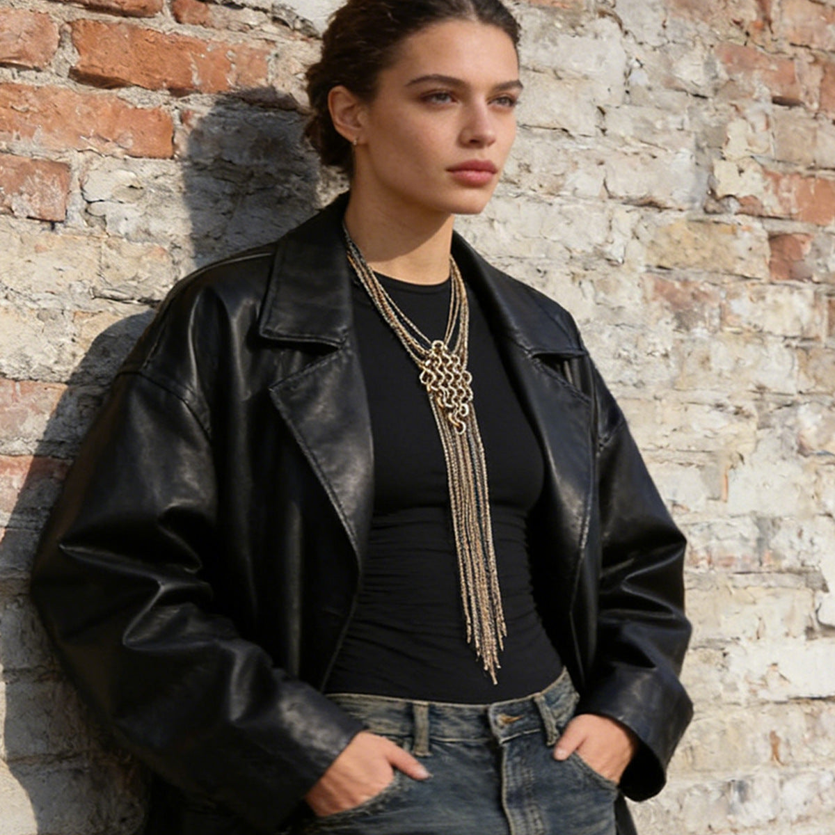 Chic Minimalist Multi-Chain Metal Tassel Tie Necklace – Luxury Layered Jewelry for Modern Women