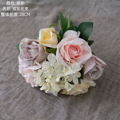 Elegant Artificial Rose Bouquet for Home Décor | Exquisite Wedding Handheld Floral Arrangement | Perfect Craftsmanship - GF12510