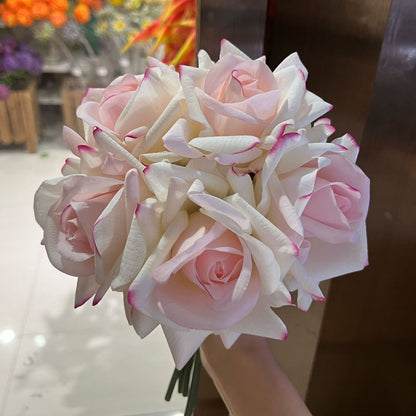 Luxurious Touch Realistic Moisturizing Silk Rose Bouquet for Weddings - Stunning Bride's Handheld Floral Arrangement for Home Décor and Table Centerpieces