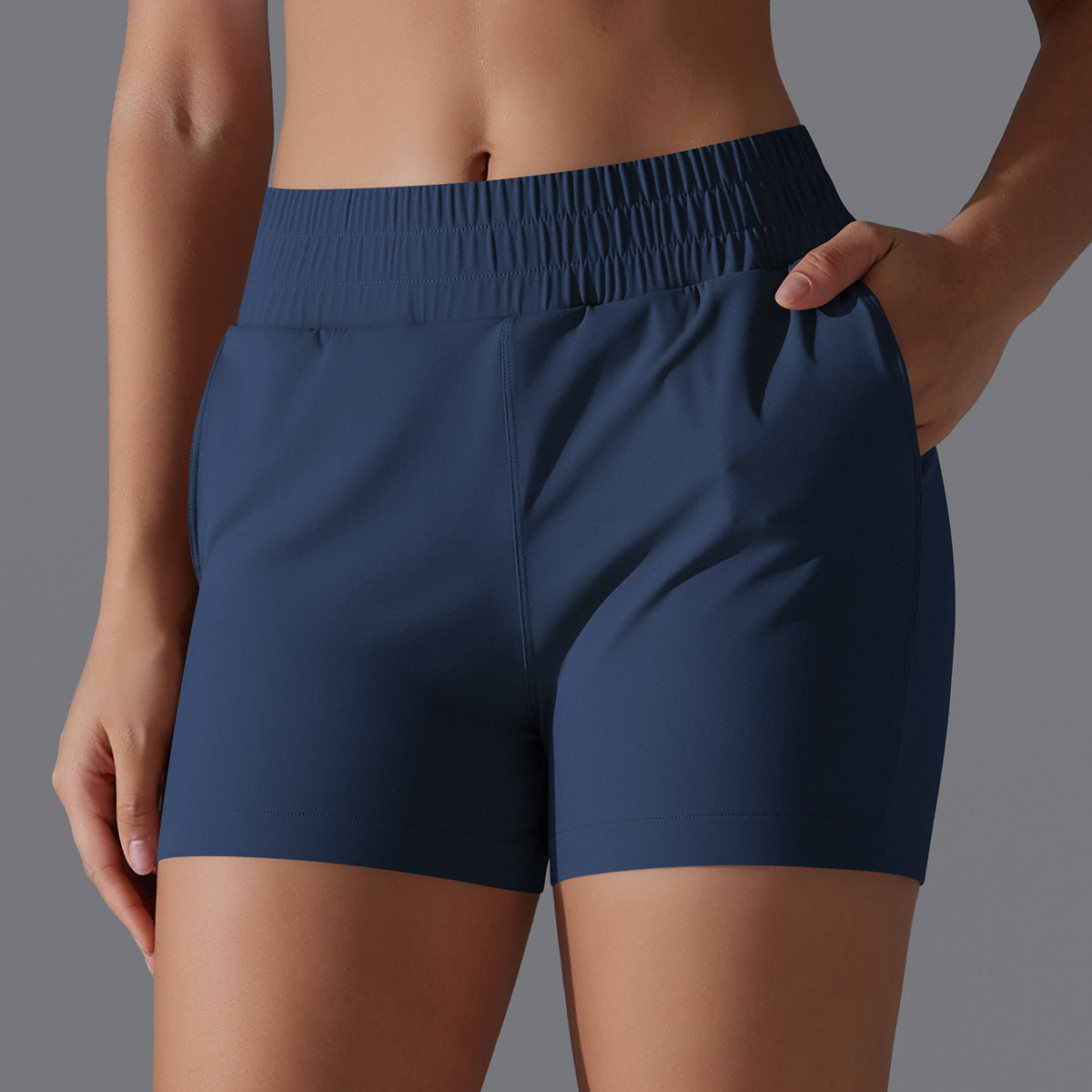 Women s Summer Solid Color Colorblock Athletic Shorts with Pockets Versatile Gym and Yoga Shorts to Prevent Transparency