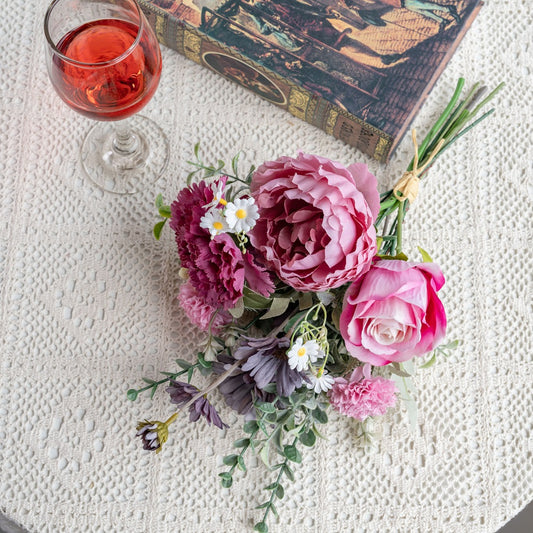 Elegantly Crafted Faux Flower Bouquet for Home Decor - Perfect Wedding Handheld Floral Arrangement and Wall Decoration - 月迷陆莲手札仿真花家居装饰设计婚庆手捧花束墙饰CF0