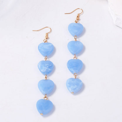 Elevate Your Style with Chic Blue Heart-Designed Long Earrings - Exquisite Unique Touch for Elegant Women