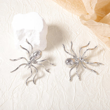 Trendy Urban Chic Oversized Alloy Spider Stud Earrings - Unique Alternative Design for Bold Fashion Statements