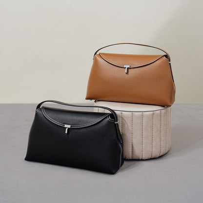 Grain Leather Flap Crossbody Bag Chic and Versatile Shoulder Bag with T Lock Closure Large Capacity for Everyday Use