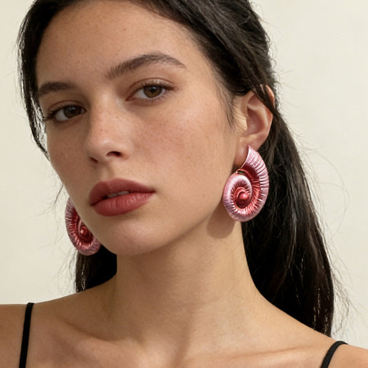 Chic Multi-Color Seashell Earrings for Women - Beach Vacation Inspired, Minimalist Metal Ocean Series Design