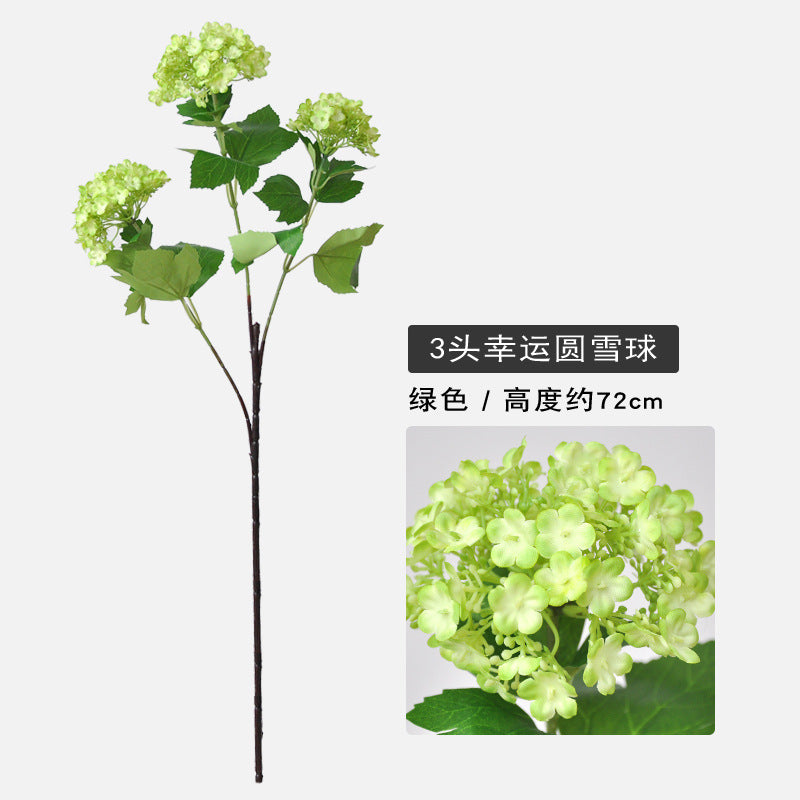 Realistic Snowball Hydrangea Artificial Flowers – Elegant 3-Head Design for Hotel, Home, and Event Decor – Perfect for Living Room Soft Furnishings, Weddings, and Special Celebrations