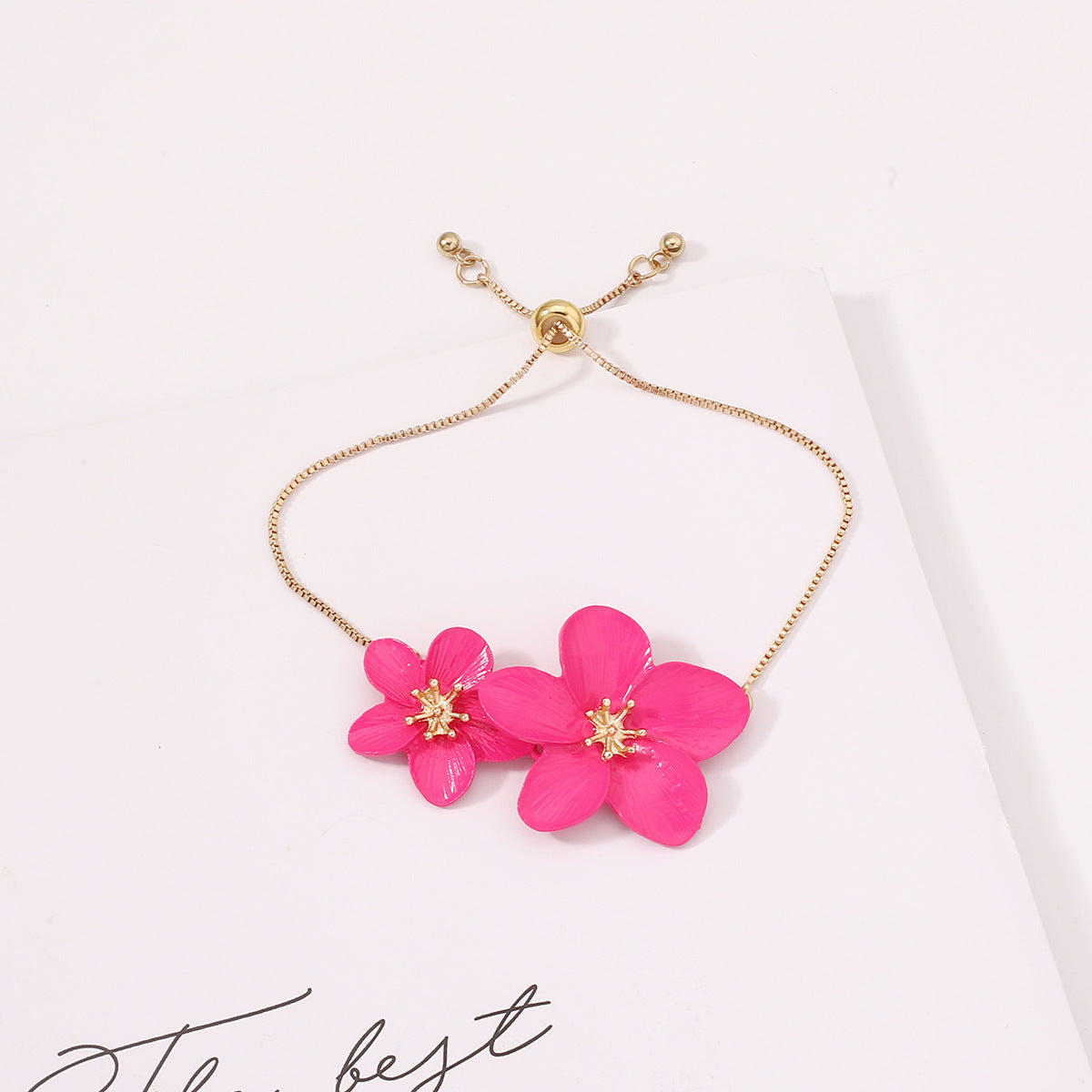 Chic Fresh Fuchsia Flower Bracelet - Unique, Sweet, and Luxurious Summer Accessory for Trendy Young Women