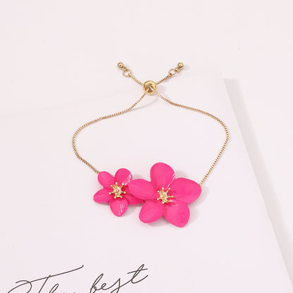 Chic Fresh Fuchsia Flower Bracelet - Unique, Sweet, and Luxurious Summer Accessory for Trendy Young Women