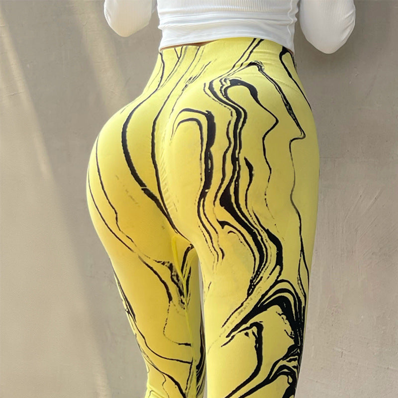 High Waisted Seamless Printed Butt Lifting Fitness Leggings for Women Tie Dye Yoga Pants for Outdoor Workouts and Training