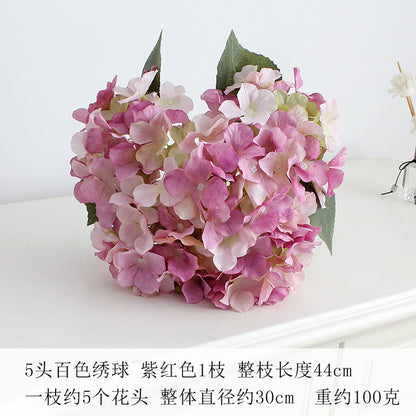 Elegant 5-Head Hydrangea Artificial Flowers - Realistic Silk Floral Arrangements for Weddings, Events, Hotels, and Home Decor