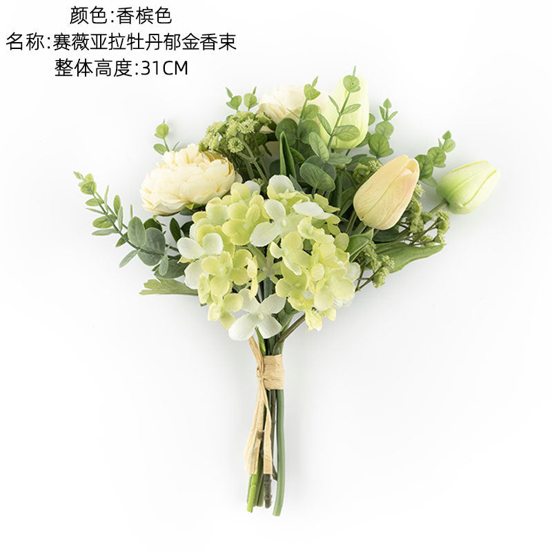 Stunning Home Decoration: Realistic Artificial Peony and Tulip Bouquet - Perfect for Table Centerpieces, Wall Decor, and Romantic Evenings - CF01071