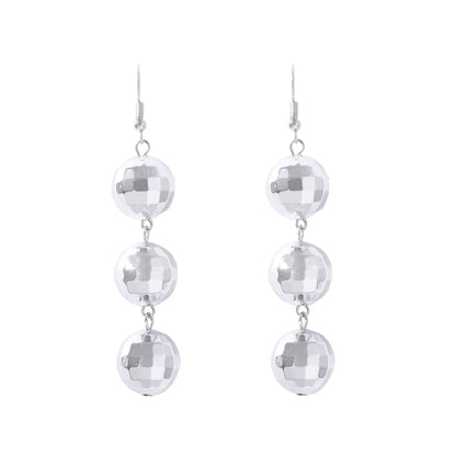 Trendy Geometric Disco Ball Beaded Dangle Earrings for Women - Hip Hop Sweet and Cool Tassel Design, Perfect for Any Occasion