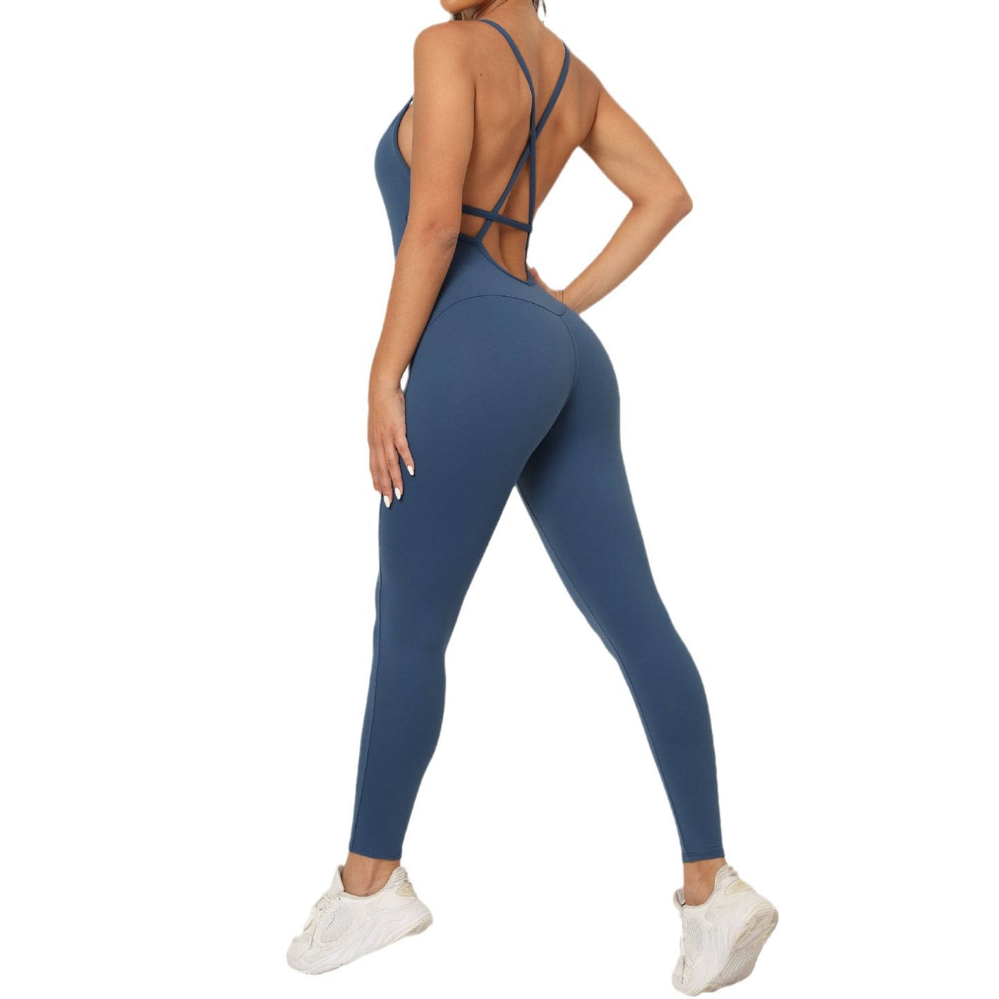 Women s V Neck No Show Seam Fitted Backless Yoga Jumpsuit for Running Fitness and Yoga Workouts