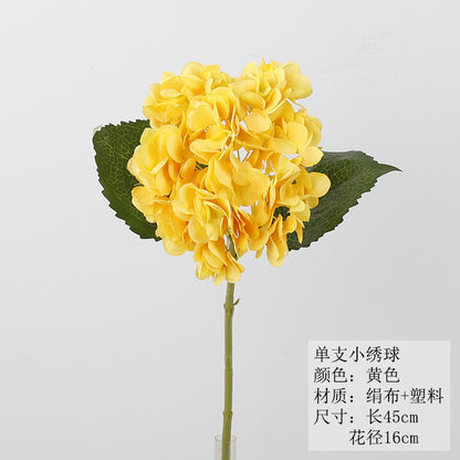 Realistic New Moon Hydrangea Flower - Single Stem Faux Flower with Leaves for Indoor Décor and Wedding Celebration - Charming Artificial Floral Arrangement