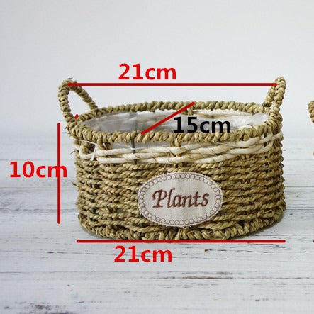 Charming Rustic Handwoven Double-Handled Wall Hanging Flower Basket – Waterproof Wicker Planter for Farmhouse Décor and Floral Arrangements