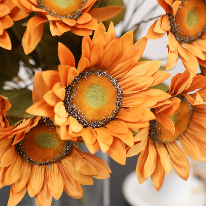 Vibrant Autumn-Inspired 13-Piece Artificial Sunflower Bouquet for Weddings and Home Decor – Stunning Faux Floral Arrangement Perfect for Hotels and Celebrations