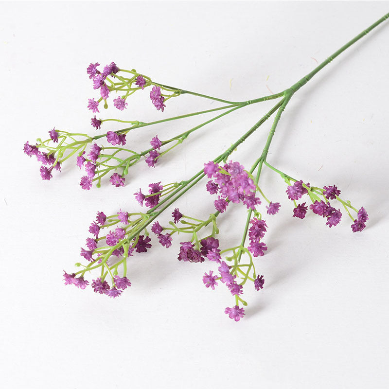 Realistic Faux Baby's Breath Bouquet - 3 Branch Soft Touch Plastic Flower for Wedding Decorations, Bridal Handheld Bouquets, Photography Props