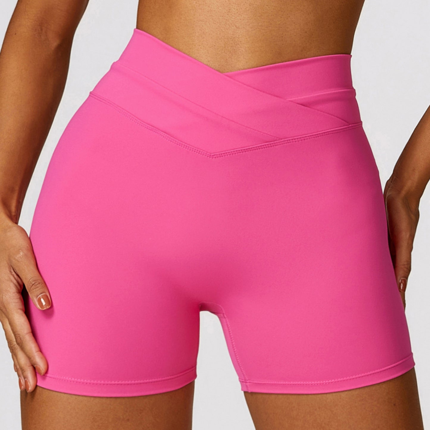 High Waisted Cross Back Yoga Shorts for Enhanced Lift and Comfort Soft Fabric Running Workout Shorts 8578