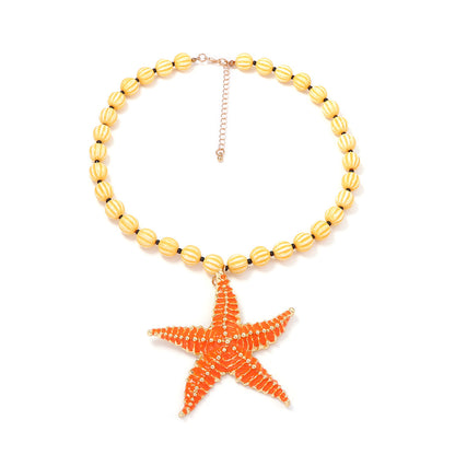 Beach Vacation-Inspired Ocean Life Pendant Necklace with Colorful Beaded Design - Perfect Summer Jewelry for Women