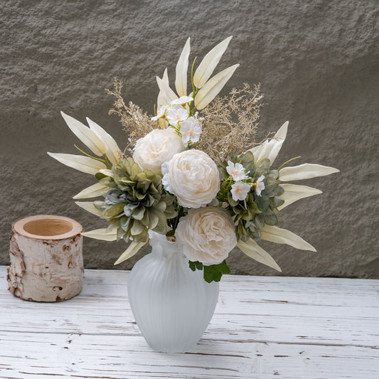 Elegant Wall Décor: Sacred Harmony Handcrafted Faux Flower Bouquet for Home Decoration, Perfect for Weddings & Special Celebrations - Realistic Rose Bouquet CF01412