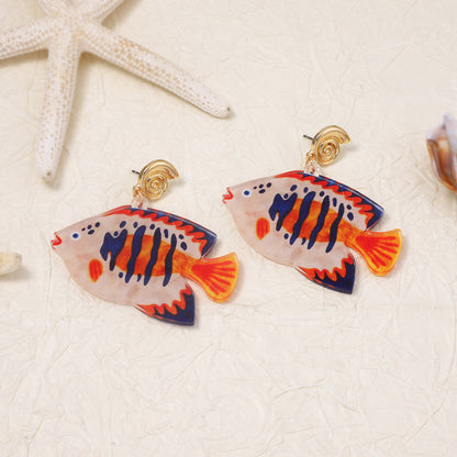 Unique Ocean-Inspired Acrylic Animal Earrings - Perfect for Casual Getaways and Beach Vacations